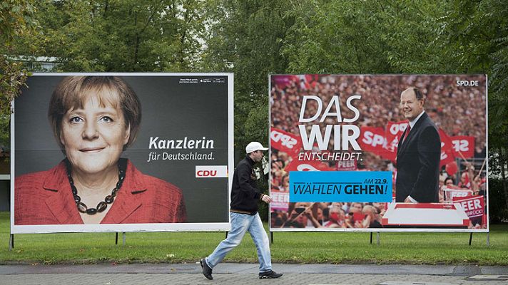 Telediario 1 - Un nuevo sondeo confirma la ventaja electoral de Merkel, aunque sin mayoría