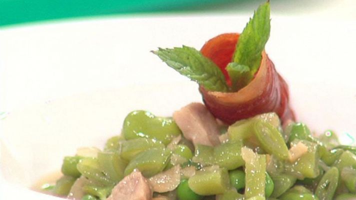 Cocina con Sergio - Legumbres frescas con butifarra