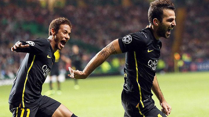 Telediario 1 - Neymar baila y Cesc remata