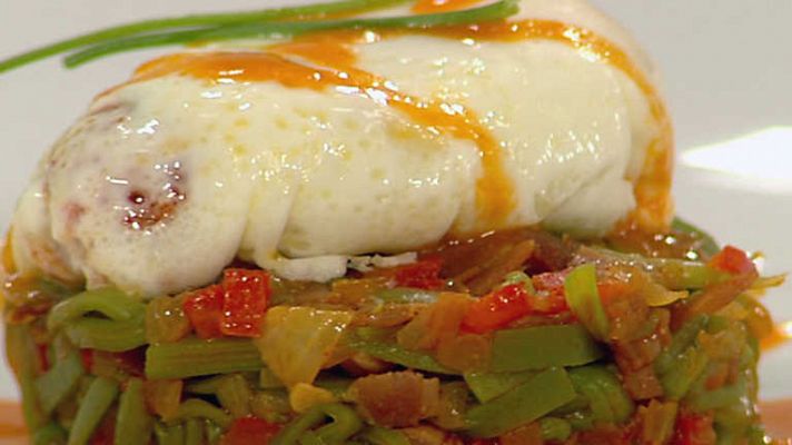 Huevos escalfados con chistorra