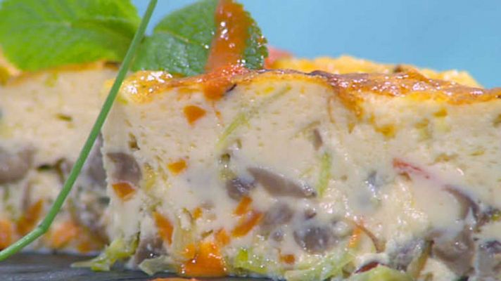 Cocina con Sergio - Pastel de setas con pimientos