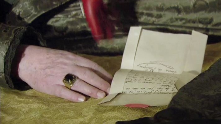 Felipe IV lee la carta de Laura
