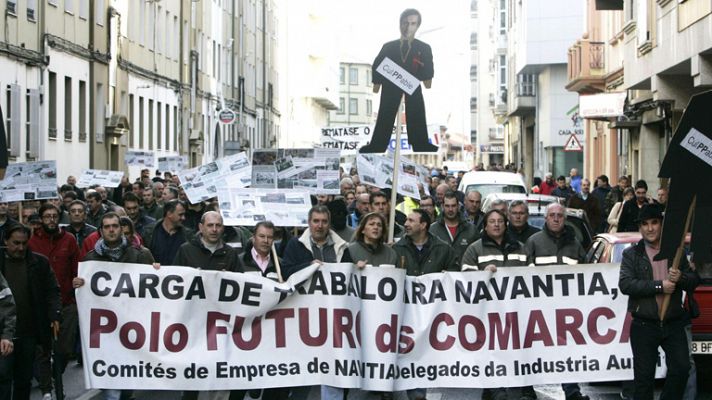 Telediario 1 - Los trabajadores de Navantia, contra la adjudicación de cuatro buques metaneros a astilleros asiáticos