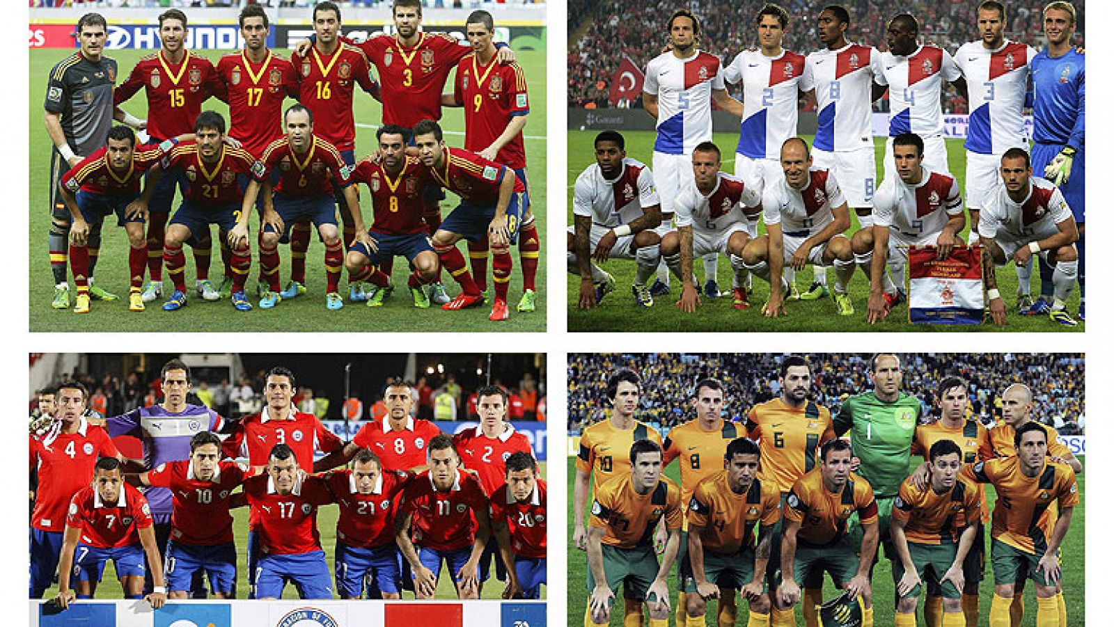 Holanda, Chile y Australia esperan a la selección española en el Mundial de Brasil 2014. Dos rivales complicados y uno asequible para los jugadores de Del Bosque.