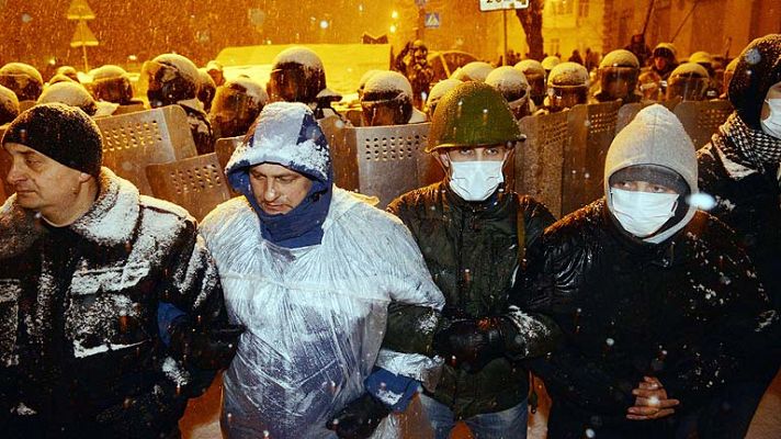 Desalojo de protestas en Kiev