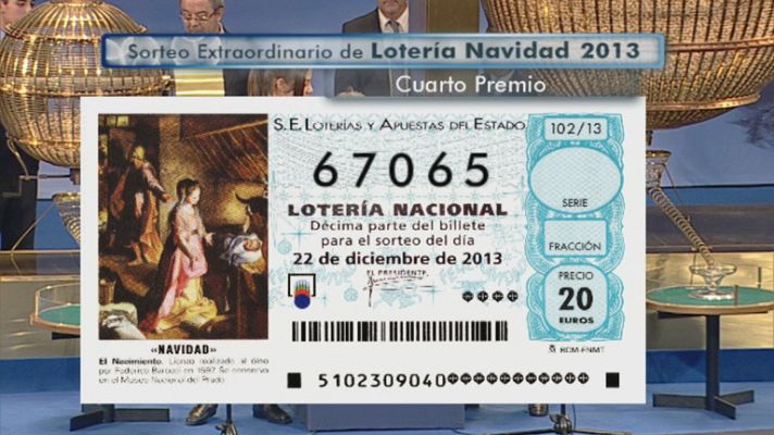 Lotería de Navidad - Vídeo del primer cuarto premio, el 67.065, premiado con 20.000 euros al décimo