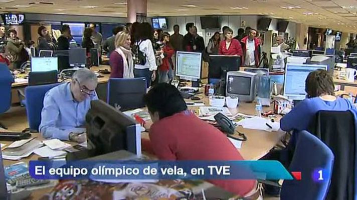 Telediario 1 - El equipo olímpico español de vela visita Torrespaña
