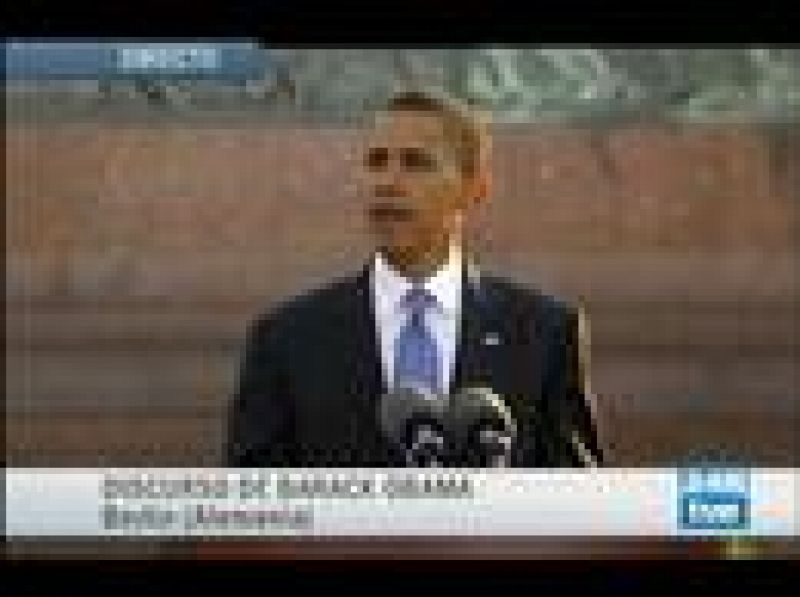El punto culminante de la visita de Barack Obama a Berlín ha sido el discurso que ha dado ante cerca de 200.000 personas en la Columna de la Victoria.
