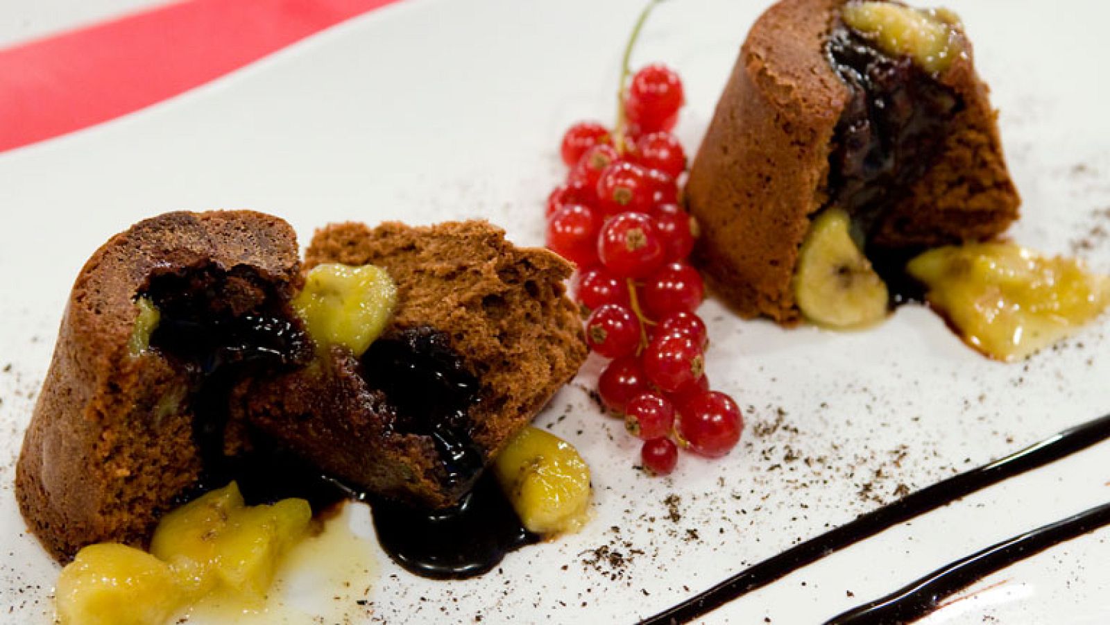 Coulant de plátano y chocolate