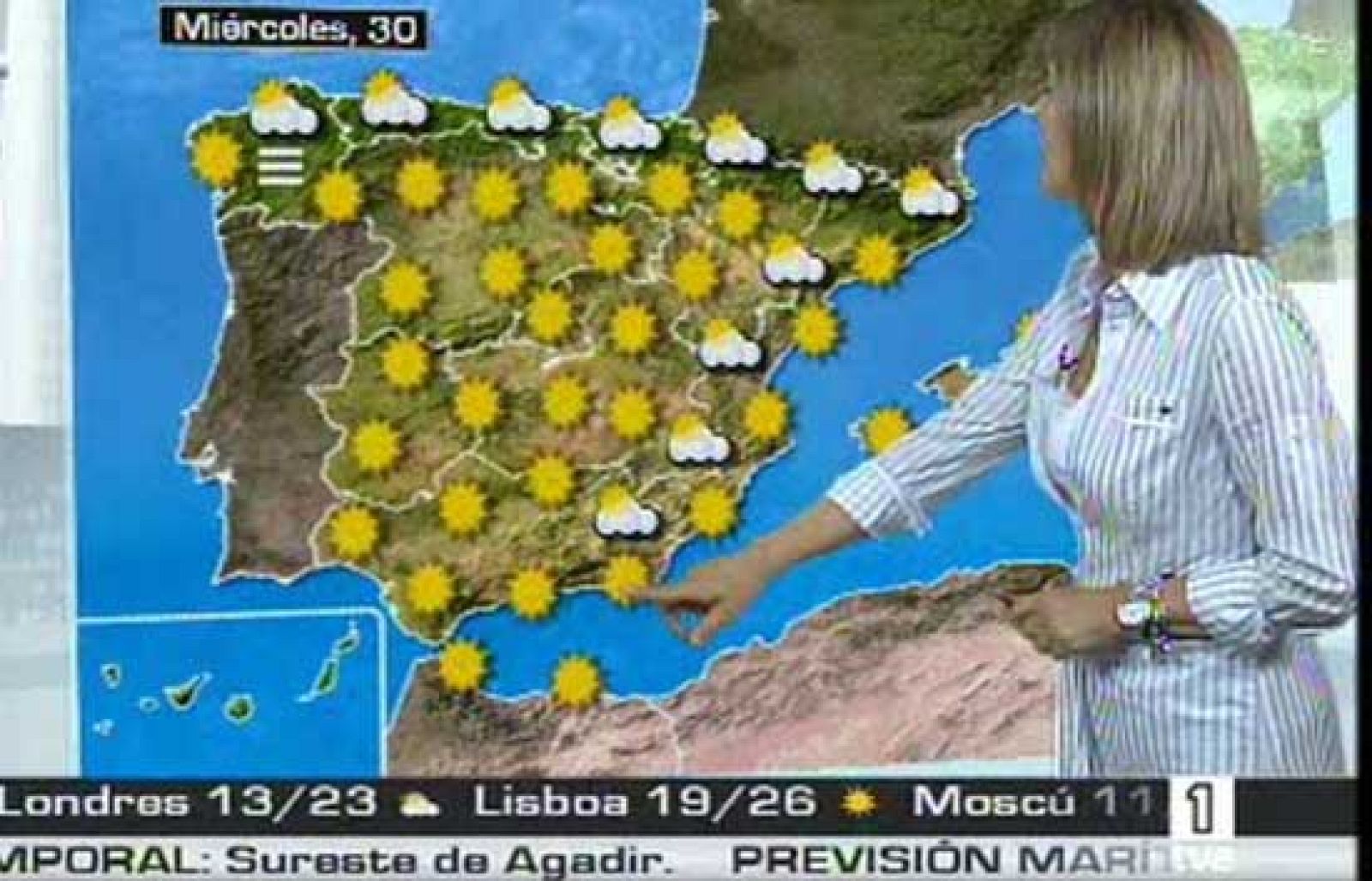 La previsión meteorológica del 28 de julio de 2008. 