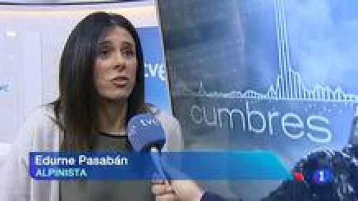 Telediario 1 - Edurne Pasabán recorre la montañas españolas con famosos en 'Cumbres' de La 2