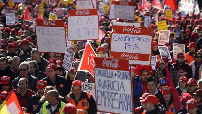 Protesta en Madrid de los trabajadores de la planta de Coca-Cola en Fuenlabrada