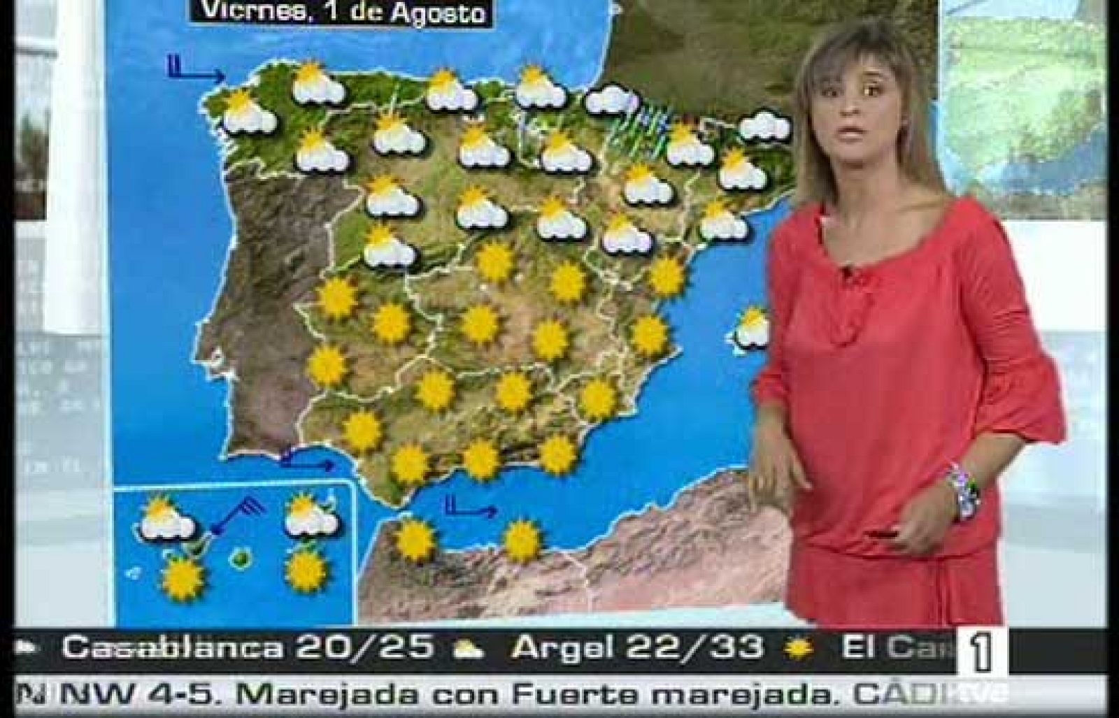 La previsión meteorológica del 30 de julio de 2008.