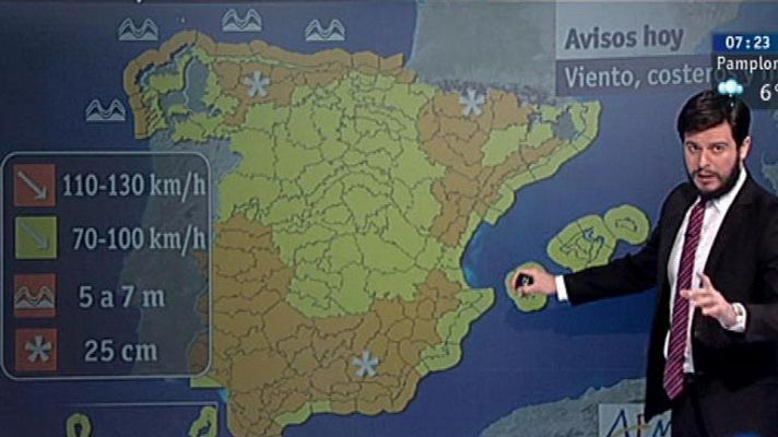 El tiempo - Fuertes vientos en la Cornisa Cantábrica, la mitad sur peninsular y el Delta del Ebro