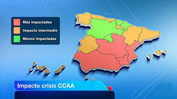 Telediario 1 - Valencia, Andalucía, Castilla-La Mancha y Murcia, las más afectadas por la crisis según Funcas