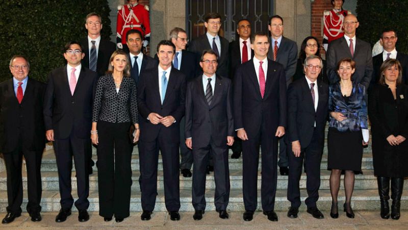 El Príncipe Felipe y Artur Mas coinciden en la cena de bienvenida de los organizadores del Congreso Mundial del Móvil 