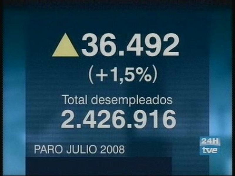   El número de desempleados aumenta en julio hasta los 2,4 millones y se sitúa en la peor cifra desde abril de 1998.