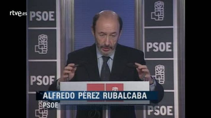 Telediario 1 - Comparecencia de Rubalcaba durante la jornada de reflexión