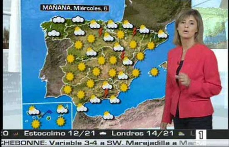 Previsión meteorológica del 5 de agosto de 2008.  