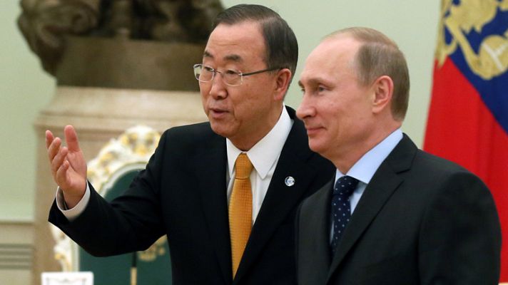 Telediario 1 - Vladímir Putin recibe a Ban Ki-moon mientras el parlamento ruso ratifica la anexión de Crimea