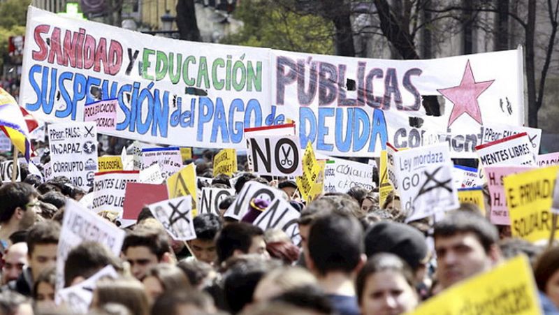 Manifestaciones en la segunda jornada de la huelga convocada por el sindicato de Estudiantes 