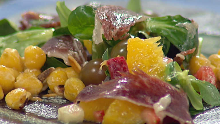 Cocina con Sergio - Ensalada de naranja, jamón y garbanzos ...