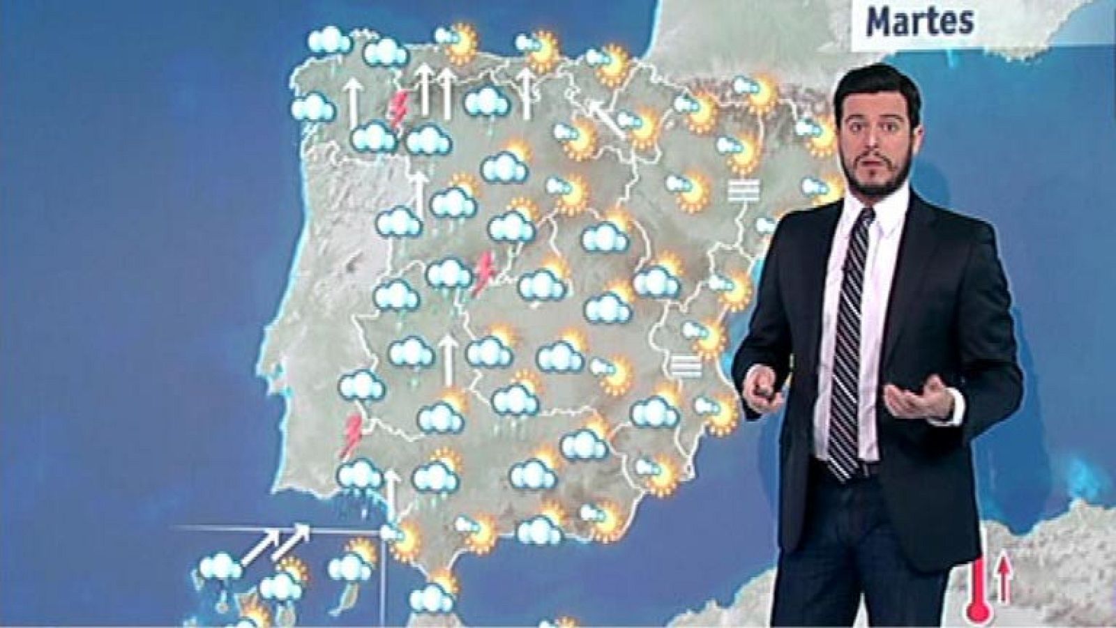 Tiempo inestable, con lluvias moderadas en el oeste y el sur