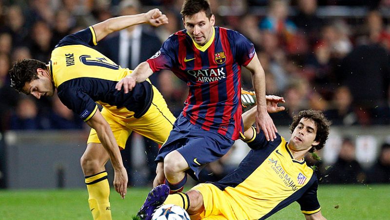 La igualdad entre Atlético y Barcelona sigue siendo máxima y han empatado a uno en el partido de ida de los cuartos de final de la Champions League, con goles de Diego y Neymar.