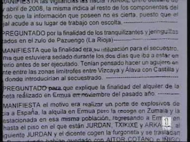 El jefe del complejo Vizcaya de ETA, Arkaitz Goikoetxea, dibujó varios croquis ante la Guardia Civil. Los planos sirvieron para localizar los zulos de la banda terrorista en el norte de España.