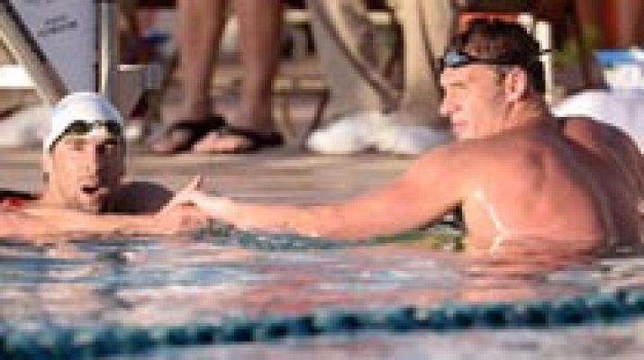 Telediario 1 - Phelps cede ante Lochte en los 100 mariposa en su vuelta a la competición