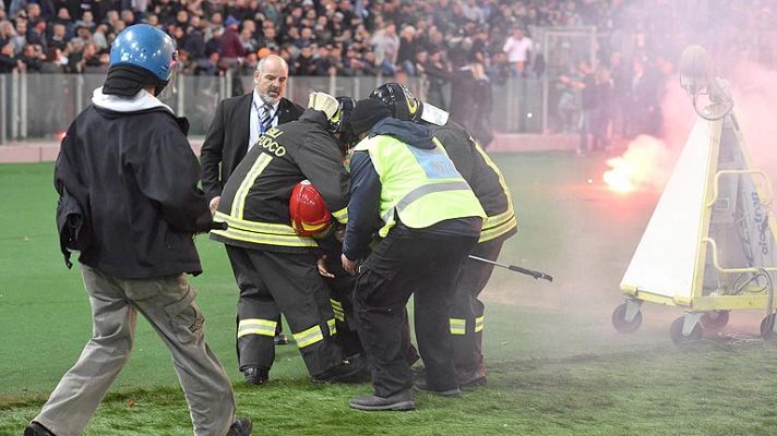 Telediario 1 - Vergonzosos incidentes antes de la Copa de Italia