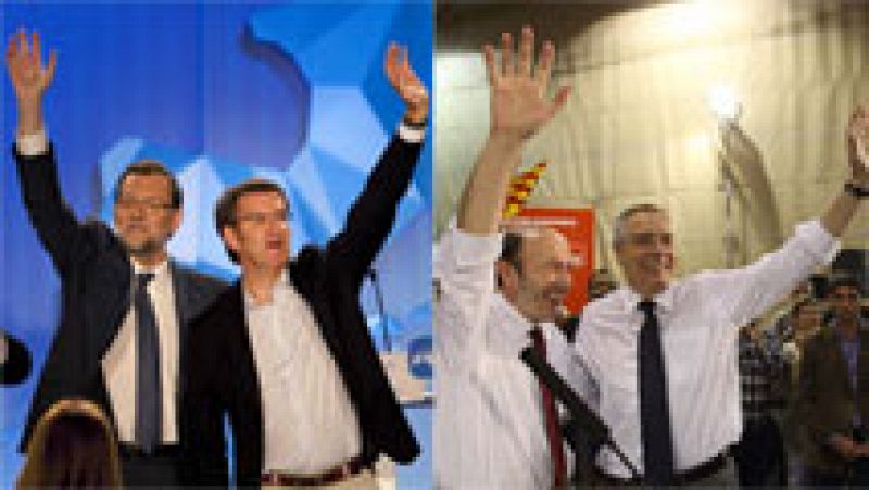 Rajoy pide el voto para "no volver atrs" y Rubalcaba para impedir un "plebiscito" a favor de los recortes
