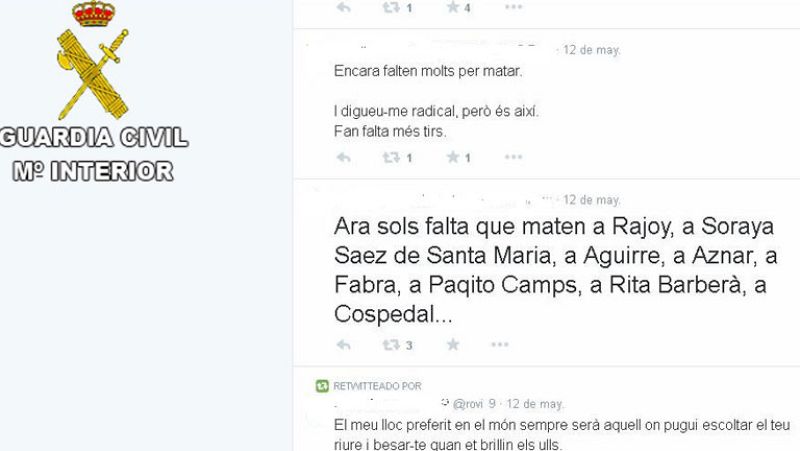 Primer detenido por apoyar el asesinato de Isabel Carrasco y de otros políticos en Twitter 