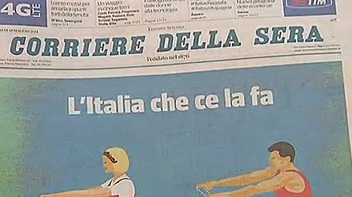 Telediario 1 - `Il Corriere della Sera' reparte un suplemento gratuito en el que sólo publican buenas noticias