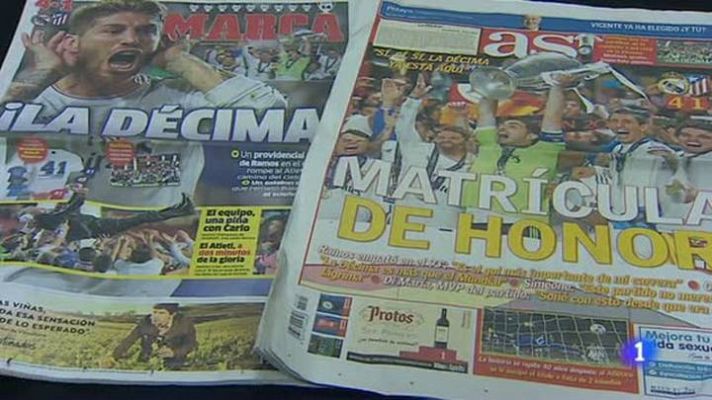 Telediario 1 - La prensa mundial se hace eco de la victoria del Madrid