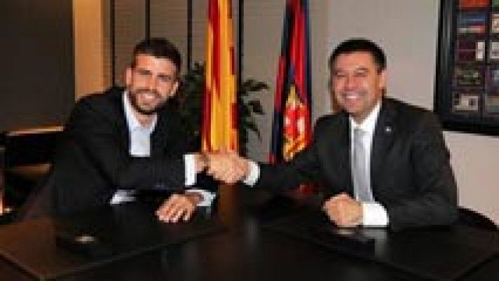 Telediario 1 - Piqué, feliz por ampliar su contrato con el Barça hasta el 2019