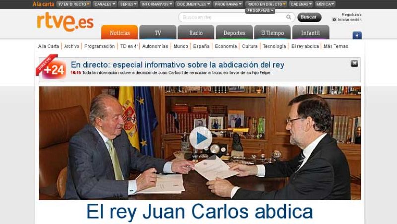La abdicación del rey copa todas las portadas de los periódicos digitales