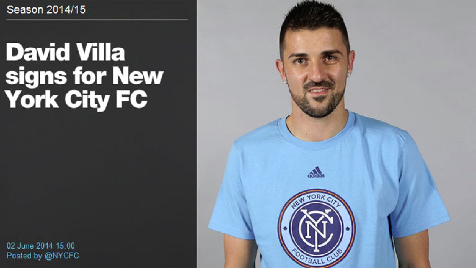 Villa posa con la camiseta del New York City | Ver