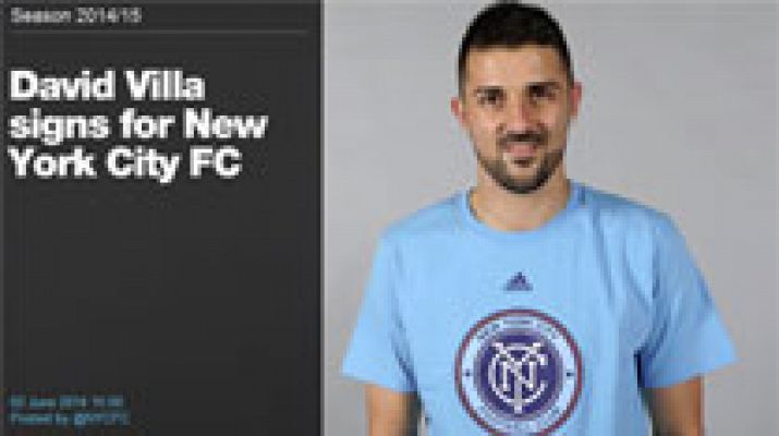 Telediario 1 - Villa posa con la camiseta del New York City