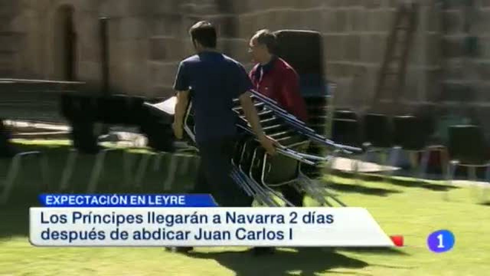   Se ultiman los preparativos en Leyre para la llegada  mañana de los futuros Reyes de España. Hoy en Madrid, el Rey y el Prínicipe coinciden en un acto en el Monasterio de El Escorial. Osasuna sigue buscando su rumbo. (03/06/2014)