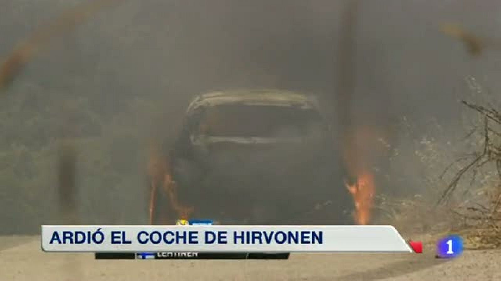 Telediario 1: Irvonen abandona el Rally de Cerdeña al salir ardiendo su coche | RTVE Play