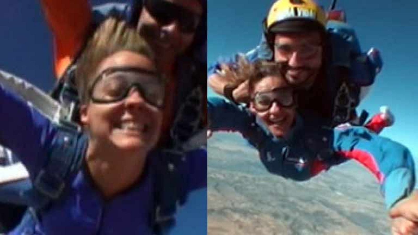 Mariló y María, salto en paracaídas