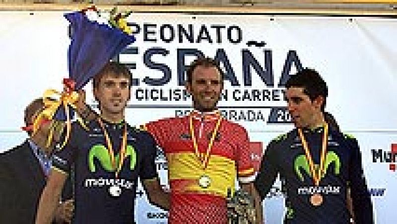 Alejandro Valverde se ha proclamado campeón de España de  contrarreloj en Ponferrada, lugar donde se celebra el Campeonato de  España de Ciclismo en Ruta, imponiéndose en la 'crono', celebrada  sobre 47'1 kilómetros en la ciudad leonesa, a sus compañ