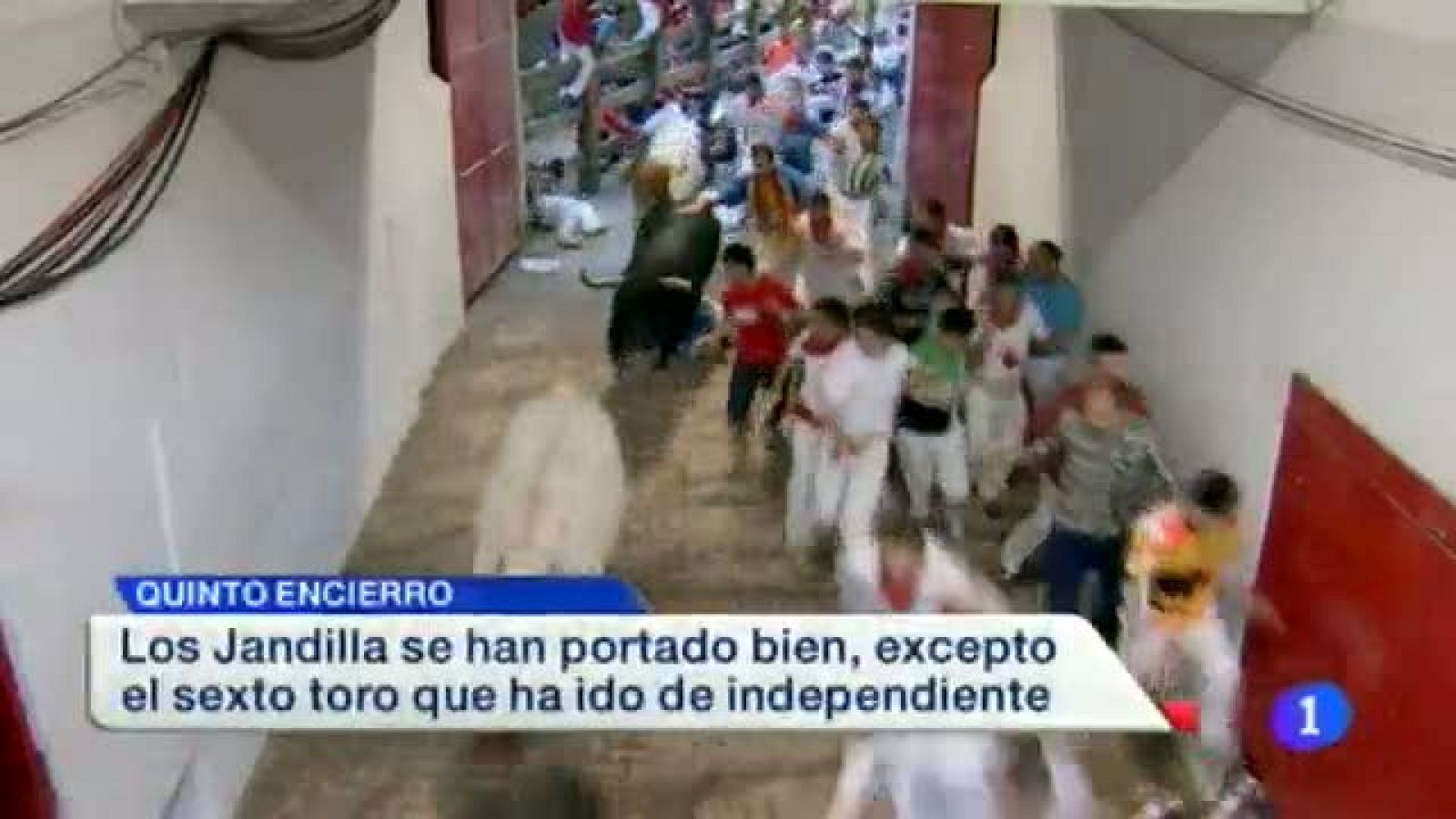   Los toros de Jandilla protagonizan un encierro limpio. Los precios se mantienen en Navarra en el mes de junio. Mateo entrenador de Osasuna promesas (11//07/2014)