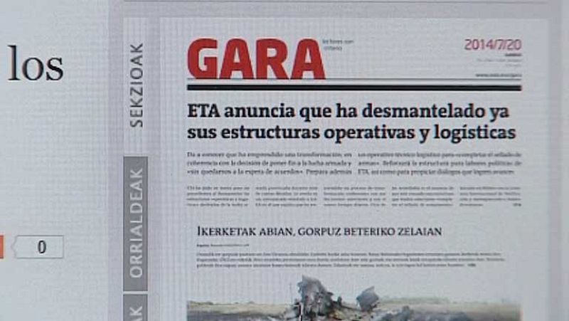 ETA asegura que está desmantelando su estructura armada