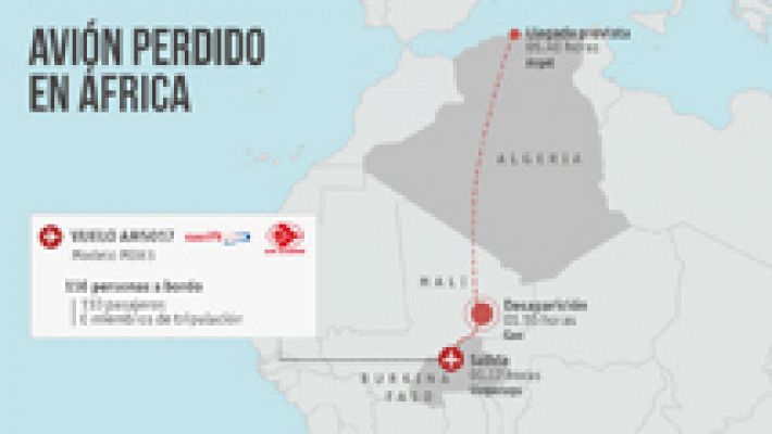 Telediario 1 - Desconocido el paradero de un avión español