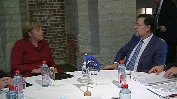 Telediario 1 - Mariano Rajoy recibe a Angela Merkel en Santiago