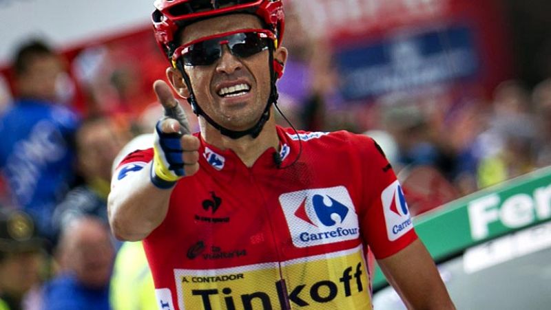 El español Alberto Contador, del equipo Tinkoff, ha ganado este lunes la etapa reina de la Vuelta a España, disputada entre San Martín del Rey Aurelio y La Farrapona-Lagos de Somiedo sobre 160,5 kilómetros, por lo que reforzó el liderato. Contador ll