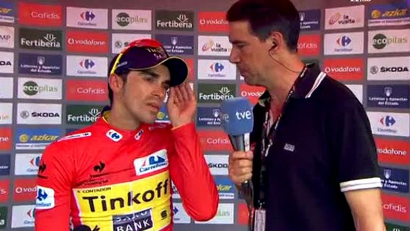Alberto Contador (Tinkoff-Saxo) ha descontado una nueva etapa en el camino hacia la conquista de su tercera Vuelta, en una jornada en la que ha tenido "buenas sensaciones" a la espera de la jornada de mañana de media montaña que será diferente y "ha
