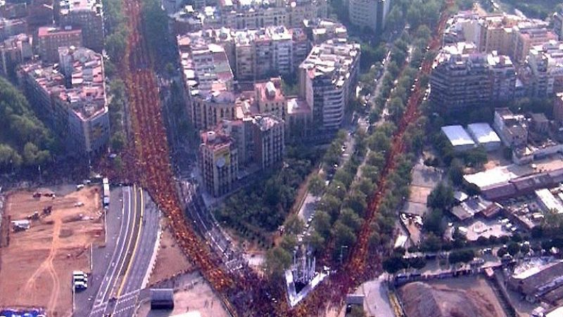 Cientos de miles de personas forman una 'V' gigante a favor de la consulta y la independencia